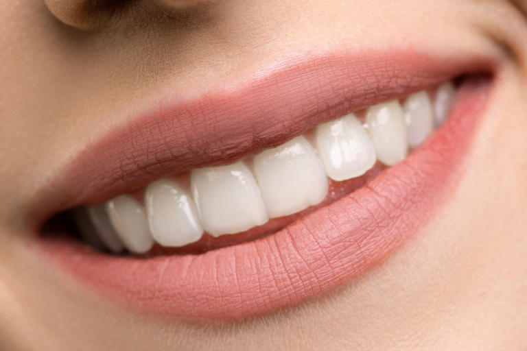 Woman with dental implants in Bolton, Harwood