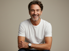 man smiling with confidence after having dental implants treatment at Harwood Dental Care